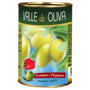 Оливки зеленые с перцем Valle De Oliva 280гр ж/б 1*12 Золотая Долина