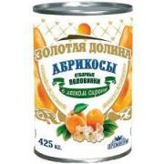Абрикосы половинки компот 425мл(230гр) 1*24 пол. ж/б Золотая Долина